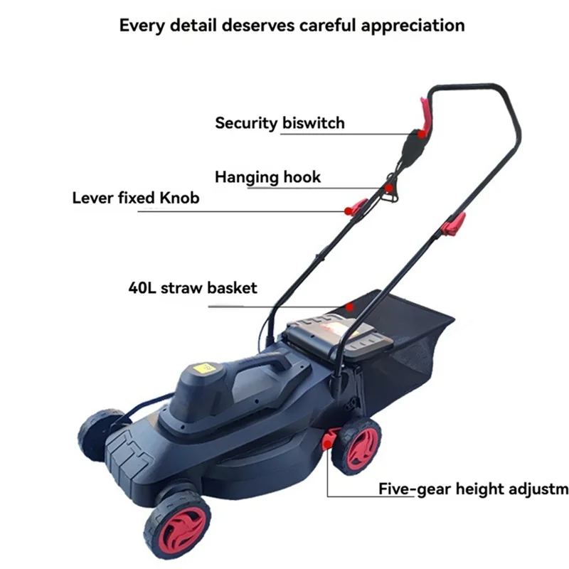 High Power Electric Lawn Mower Household Weeding Machine Divine Tool Hand Push Lawn Trimmer