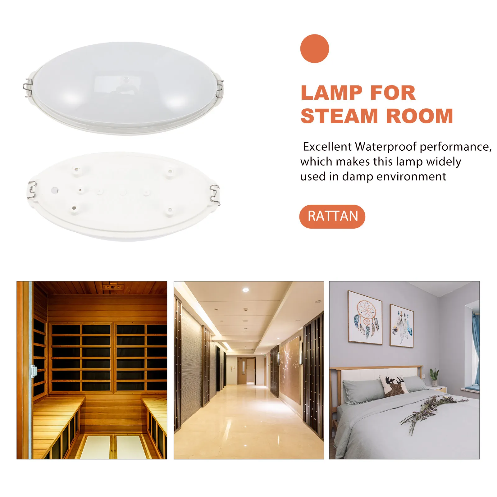 Sauna Explosion-Proof Light Shade Sturdy Plastic Alloy Flush Mount Ceiling Lamp Cover Sauna Room Light Accessory