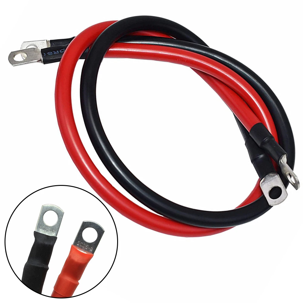2pcs Battery Inverter Connection Cable Set With Terminals 4AWG 15cm Wire Red Copper Core Tin-plated Lug Cable Sets