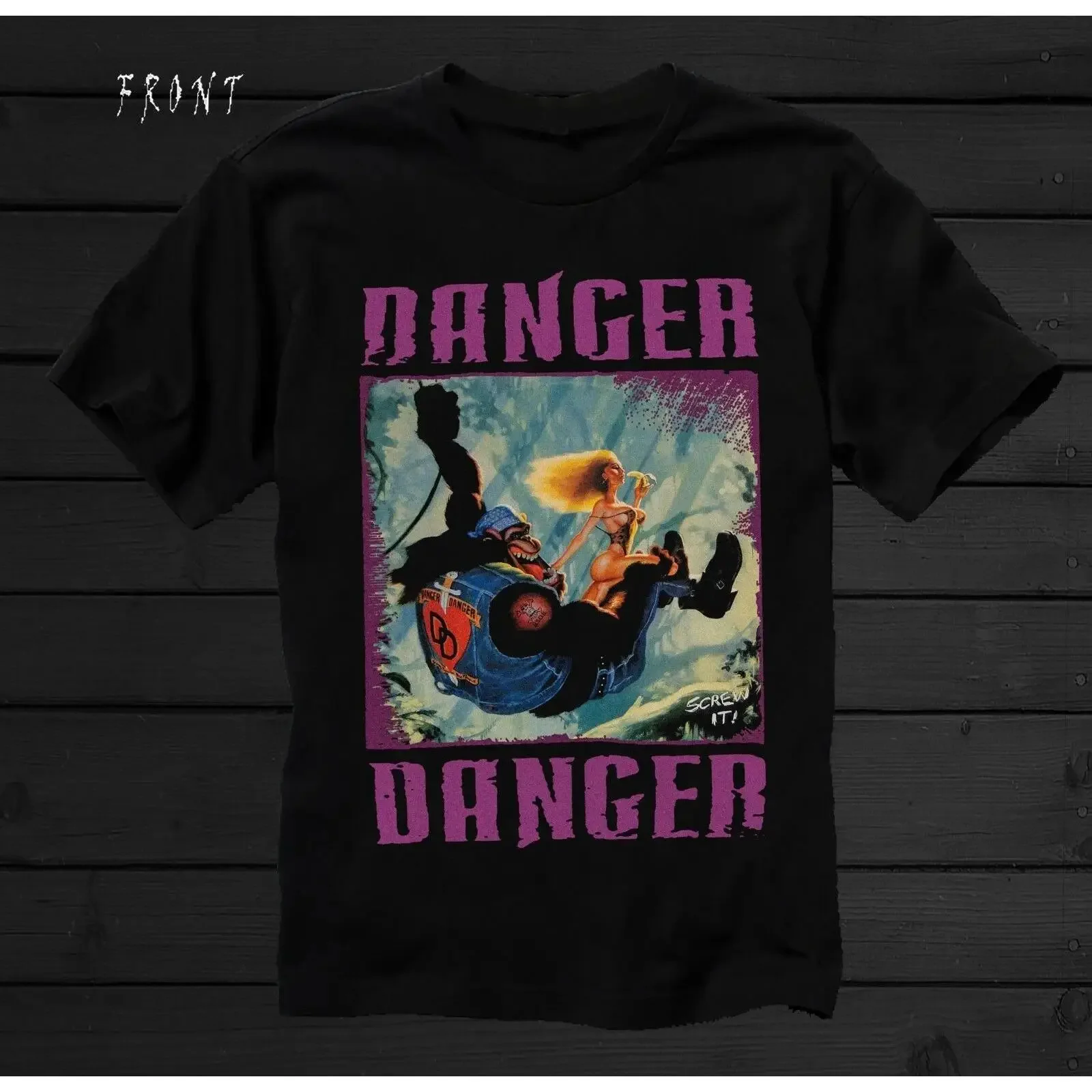 Camiseta de algodón unisex Danger Screw It talla S 4XL vintage Washed Casual Breathable Top For Everyday Wear Slightly Unisex