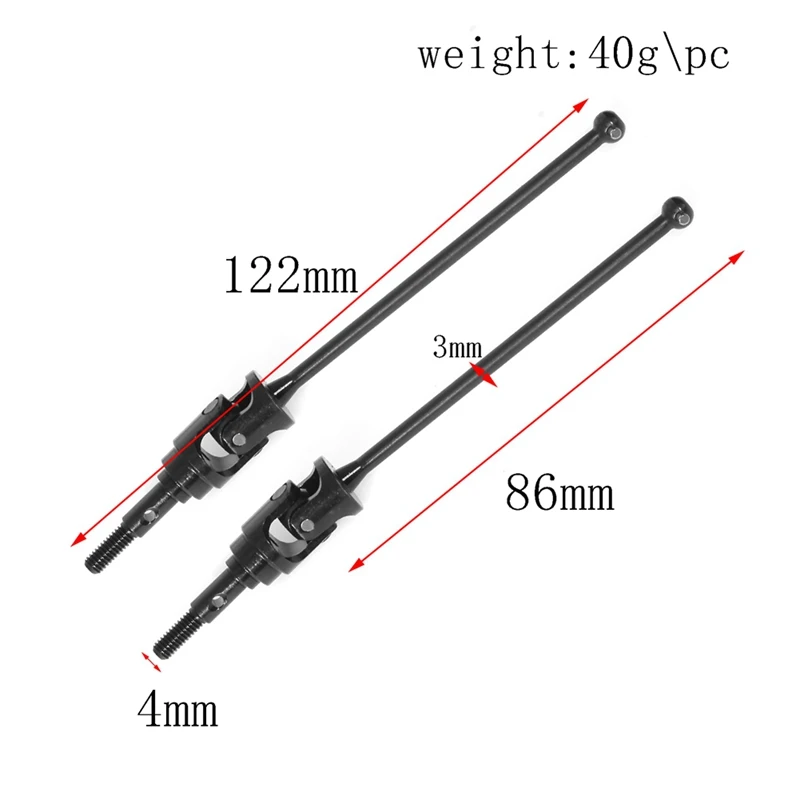 2 Stuks Metalen Scharnier Aandrijfas Cvd Aandrijfas 86Mm Voor 1/10 Fs Race Truck Buggy Rc Auto Upgrade Onderdelen