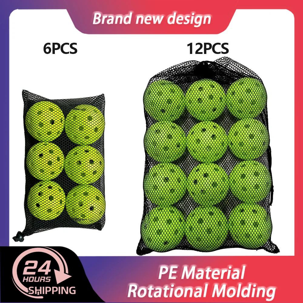 

6/12 PCS Indoor Pickleball Balls 40 Holes Colorful and Durable Pickleballs 74mm Training Ball Practice Competition Pickleball