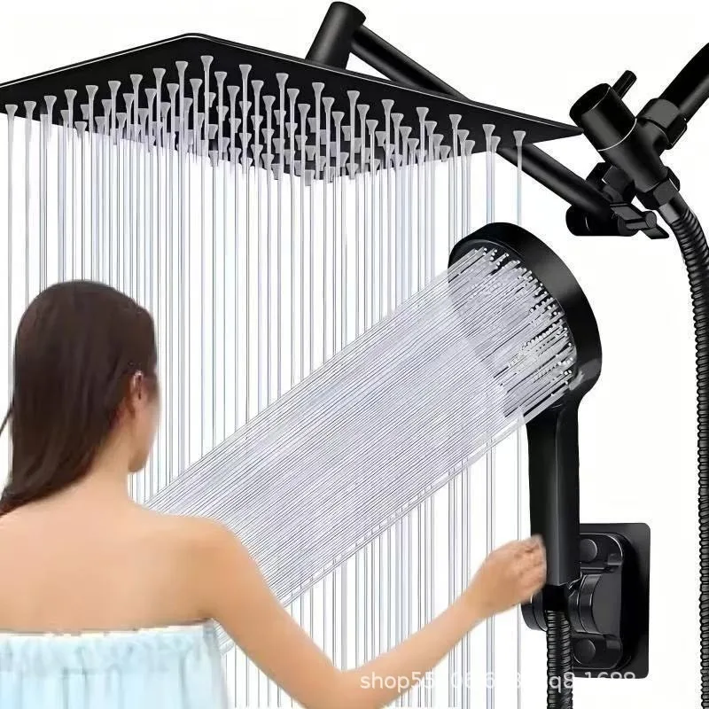 8 10 Inch Stainless Steel Shower Set 5 Modes Overhead Rainfall With Extended Arm Multifunctional Handheld Wall Mounted