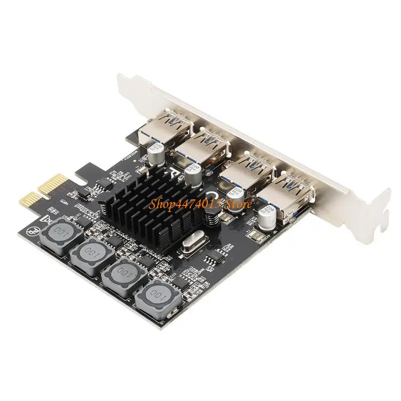 

K1AA PCI-E 1X to 4 USB Riser Expansion Card for BTC Mining Miner Multiplier Desktop Computer Extender Adapter Hot Swap