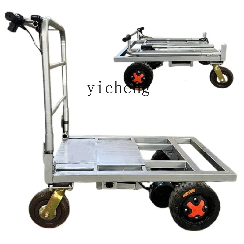 

ZK electric flat trolley pulls tiles, pulls sand, and the cement truck enters the elevator. Foldable trolley