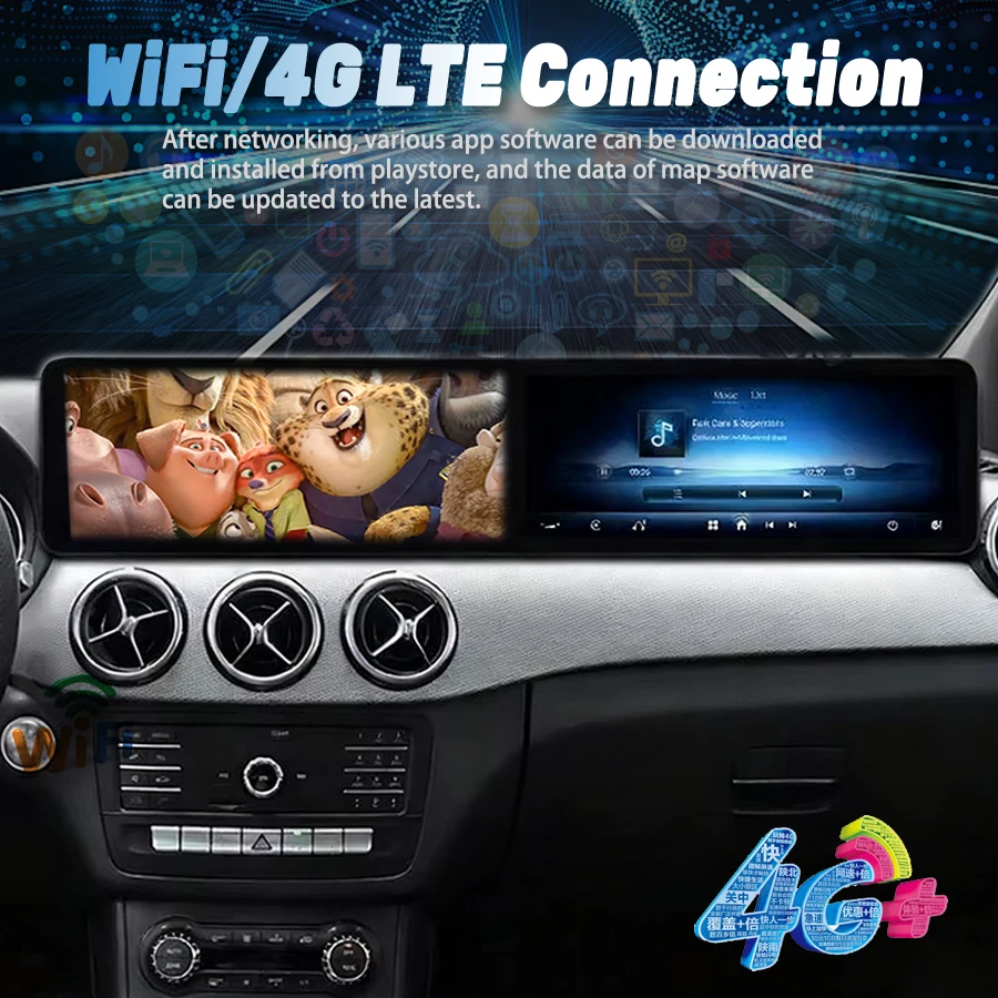 

12,3 + 12,3 "двойной экран Android для Mercedes Benz B Class W245 W246 2014-2019 Carplay Мультимедийный видеоплеер Навигация WiFi 4G