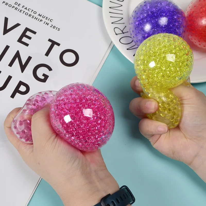 Boule de perles colorées sans filet, boule ventilatoire de perles d'eau colorées pour adultes et enfants, jouets anti-Stress et pétrissage