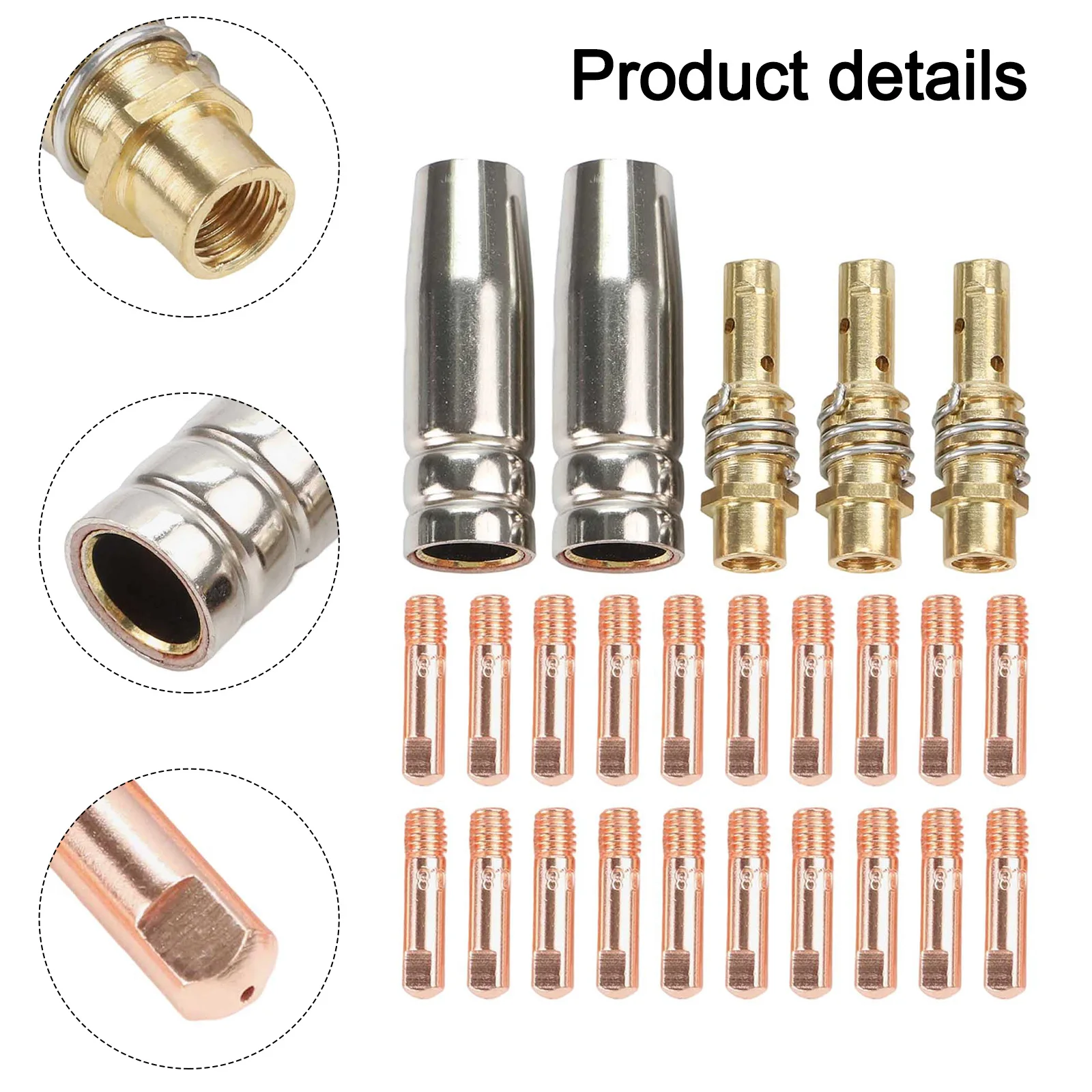 For 15AK For MB15 MIG Welder 0.8mm For Contact Tips Gas Nozzles Diffusers 25PCS Copper Consumables Kit