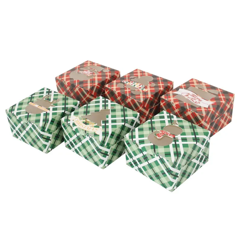 

24Pcs/Lot Creative Christmas Gift Candy Packaging Boxes Biscuit Baking Box Pvc Open Window Holidays Party Decorations