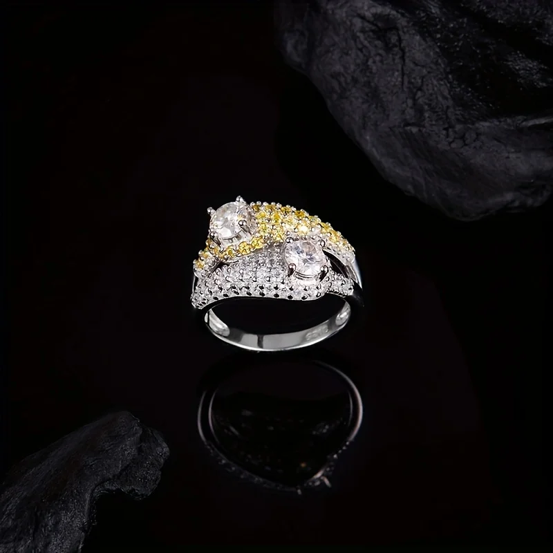 Gazing Jewelry S925 Sterling Silver, GRA Certified, Moissanite Ladies' Ring, Fashion-Designed Accessory Jewelry, Gift