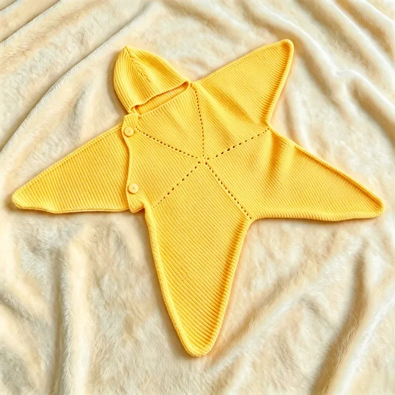 Süßer Cartoon-Strampler für Babys, handgehäkelt, aus Garn, gestrickter Seestern-Jumpsuit, Babykleidung, Frühling/Herbst 2026, Neu – Detail 7