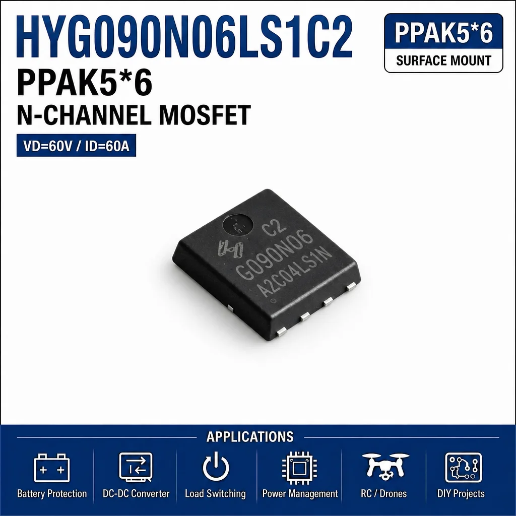 (10 pcs) HYG090N06LS1C2 PPAK5*6/DFN G090N06LS1C2 G090N06 - N-Channel MOSFET 60V 60A 7.7mΩ