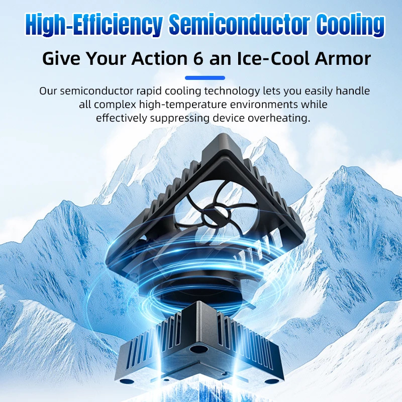 Kühlradiator für DJI Osmo Action 5 Pro/Action 4/3 Kamera-Zubehör, Ice Core Kühlventilator, 3-Gang-Einstellung mit Cold Shoe – Detail 4