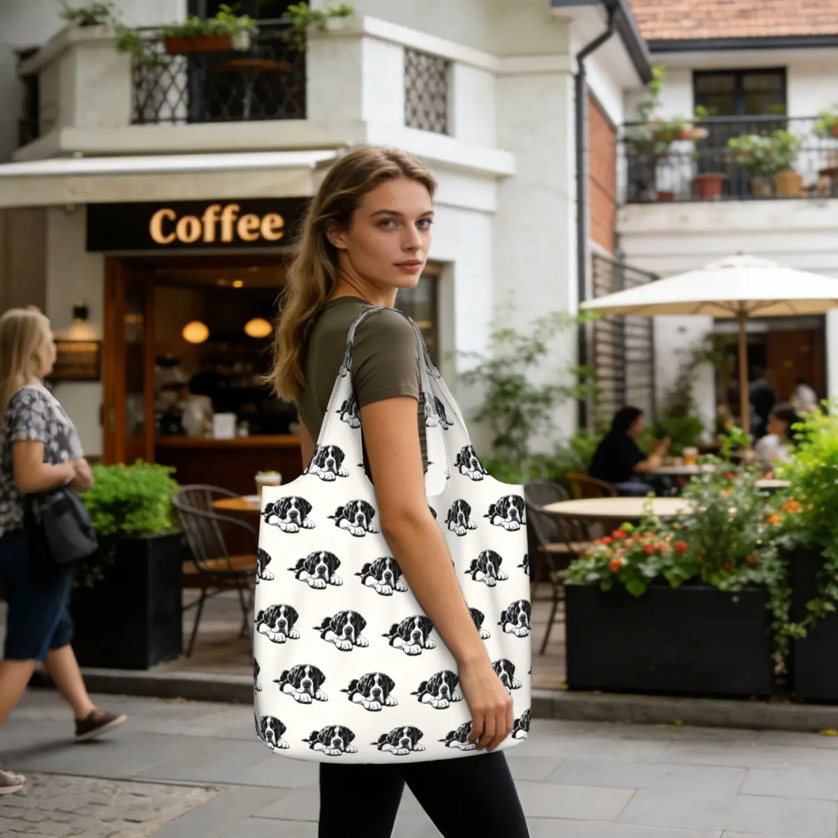 The Saint Bernard Shopping Tote Bag Canvas Large Capacity Shoulder Bags Shopper Grocery Handbag for Women