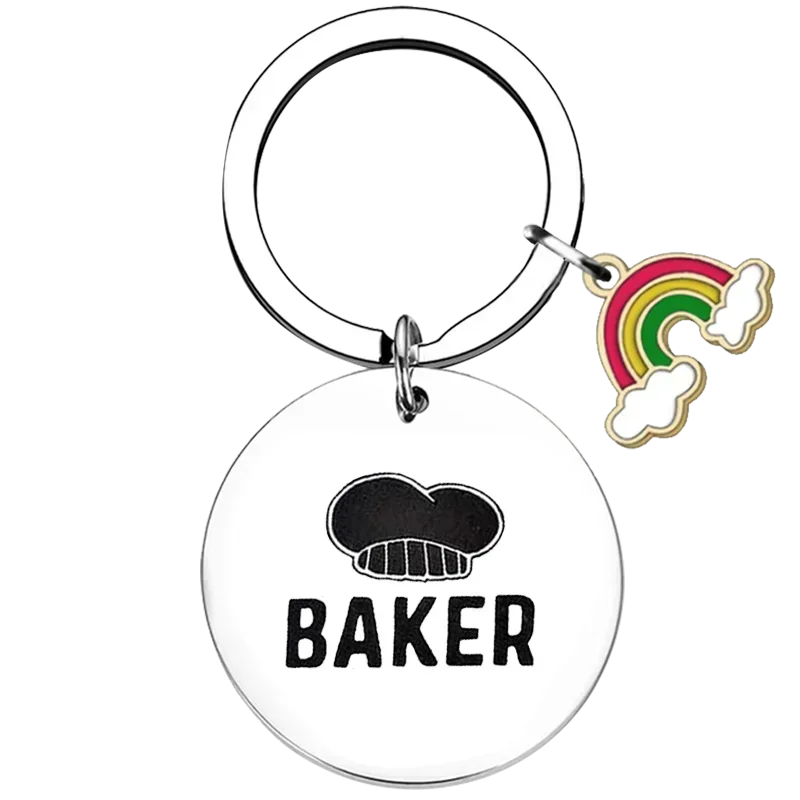 Hot Baker Gift Key Chain Ring Culinary School Graduation Gift keychains pendant Cake Bread Cupcake Bakery Pastry Chef Baker Gift