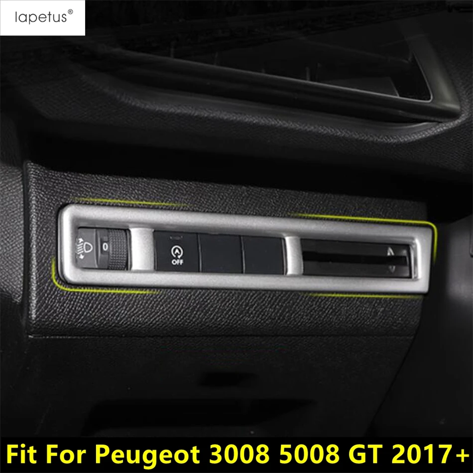 

Car Head Light Lamp Switch Button Panel Switch Frame Sequin Cover Trim For Peugeot 3008 5008 GT 2017 - 2023 Interior Accessories