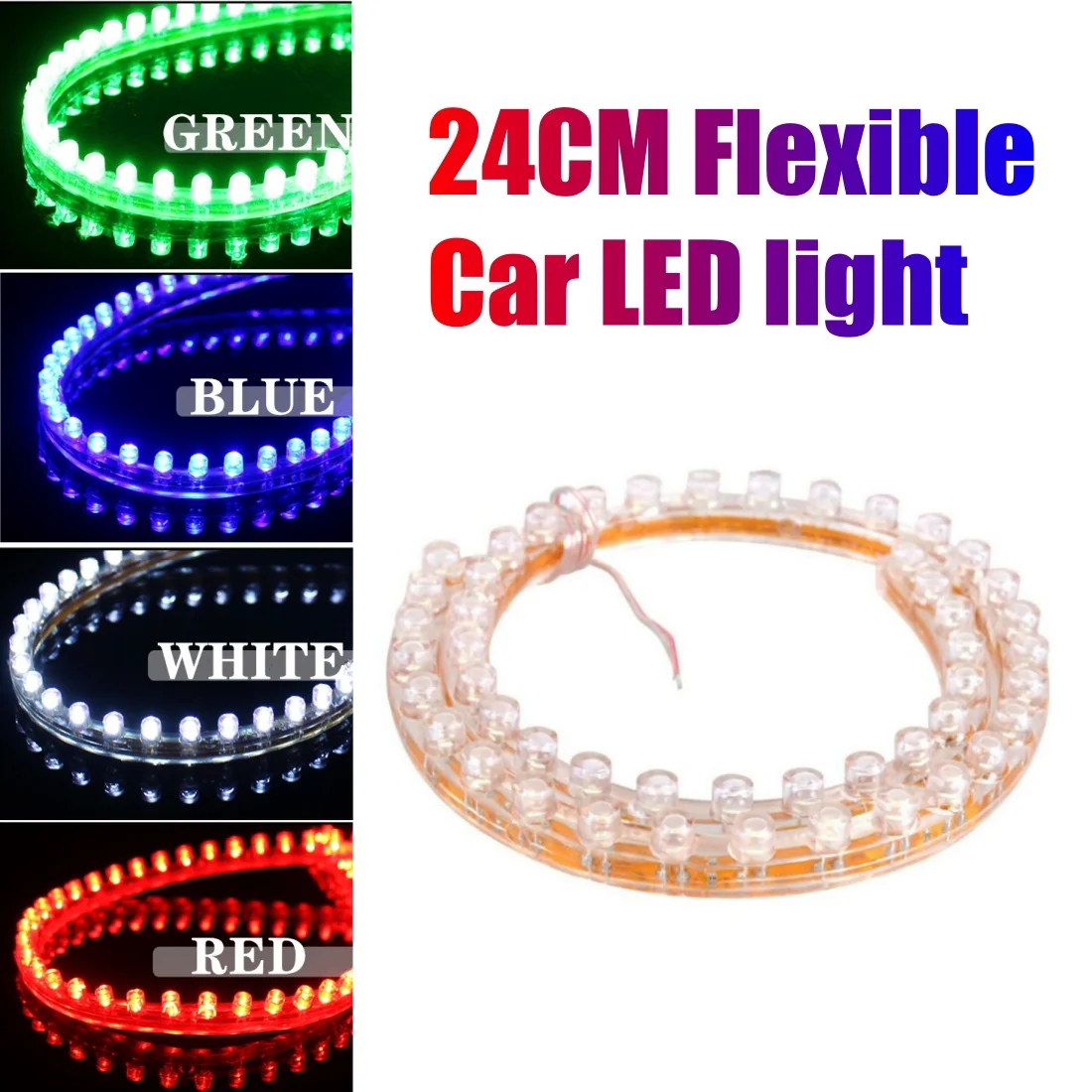 24CM Waterproof  Flexible LED Strip Soft PVC DRL  Angel eyes Car Led Belt Light License Plate Light Luces Great Wall