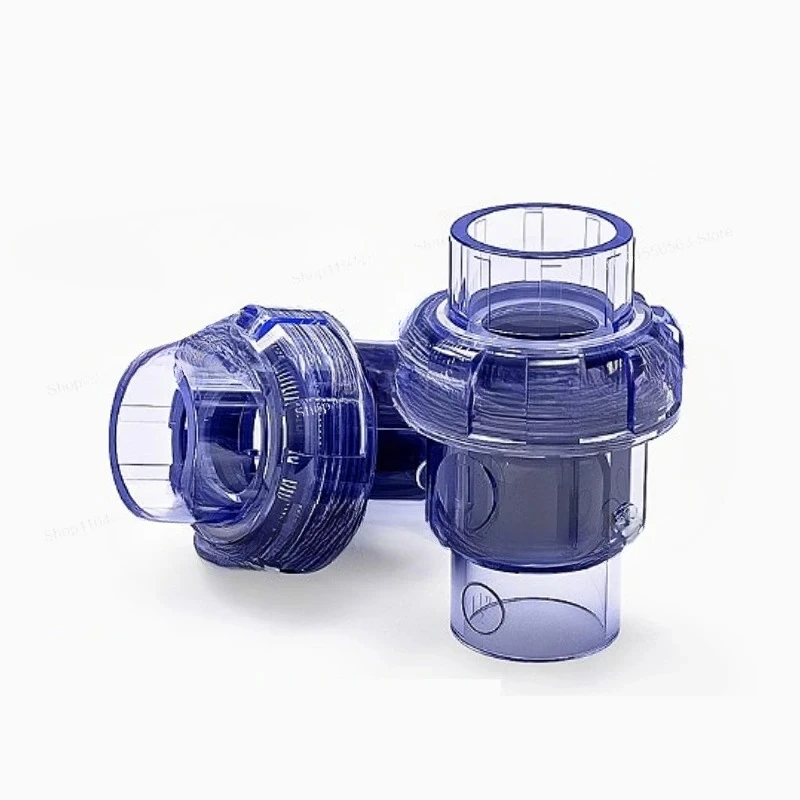 1PCS Single Union Check Valve UPVC, 20-63mm Transparent Non-return for Irrigation