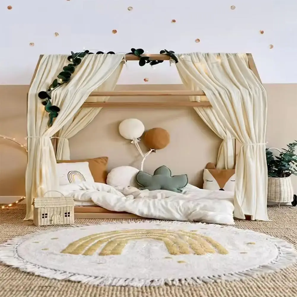 Kids Bed Canopy Bed Canopy for Girls Boys Bedroom Decor Cotton Mosquito Net Nursery Cover Soft Decorative Drape for Children's