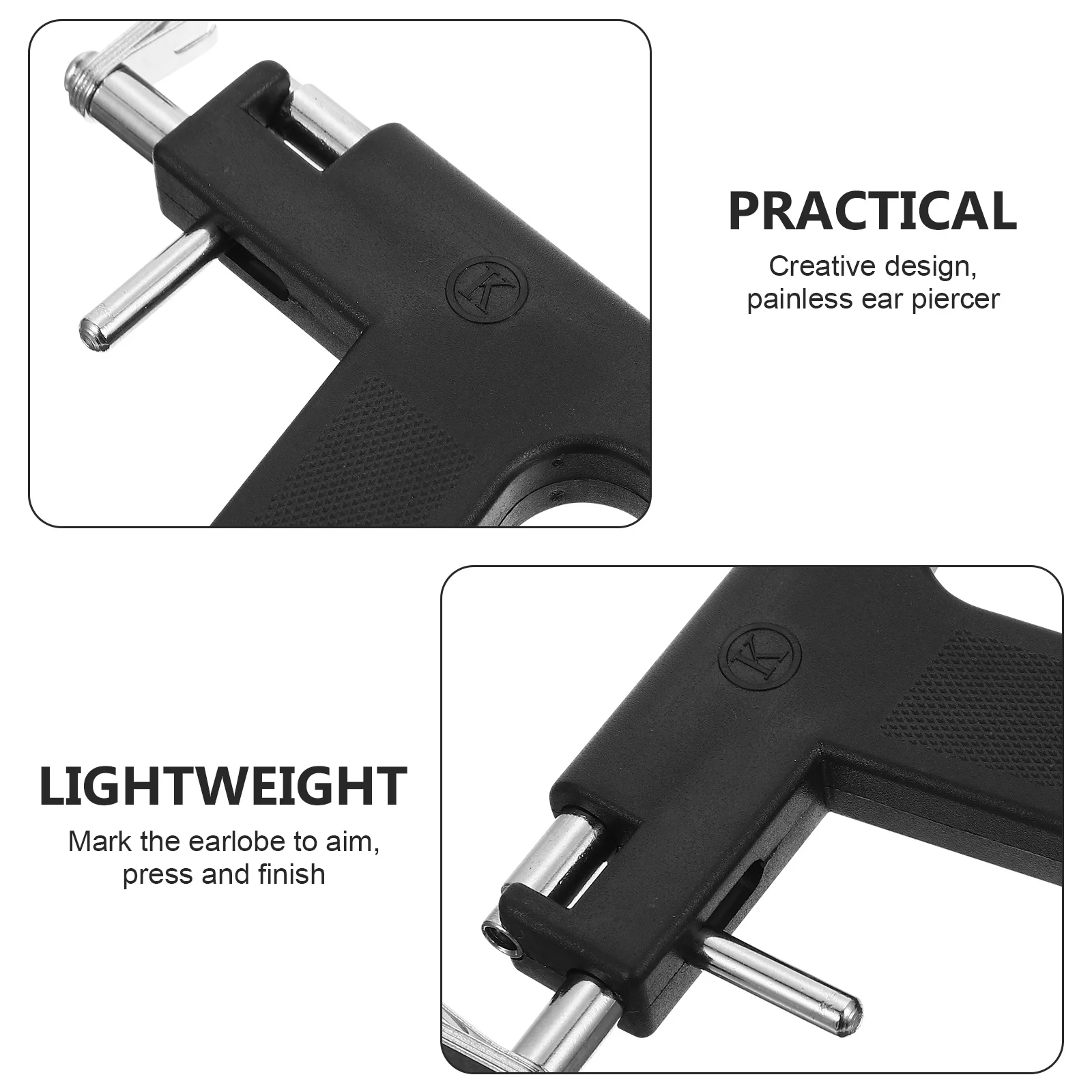 

1 set 1 Set Portable Ear Kit Body Navel Piercer With Ear-Studs Stainless Steel Piercing Tool Disinfect Mark Press Clean Earlobe