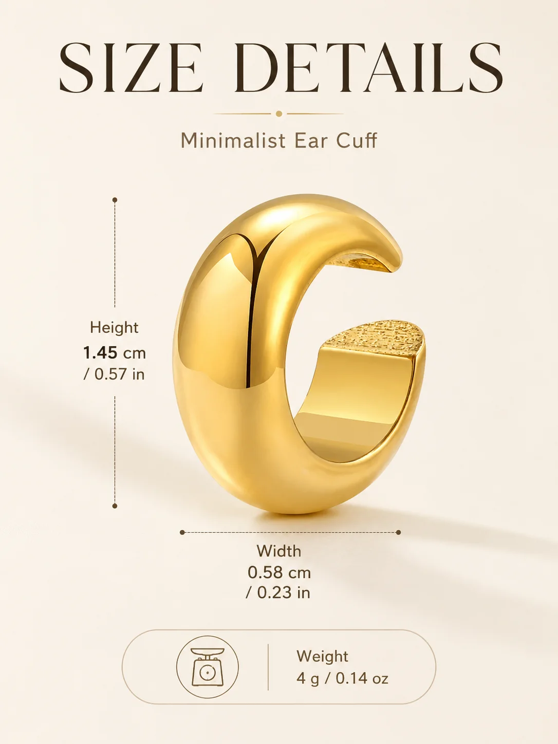 Dicke Ohrmanschetten-Ohrringe, nicht durchdringender Clip auf Knorpel-Ohrring aus Edelstahl, gefälschter Helix-Knorpel-Schmuck für Frauen, einteilig – Detail 2