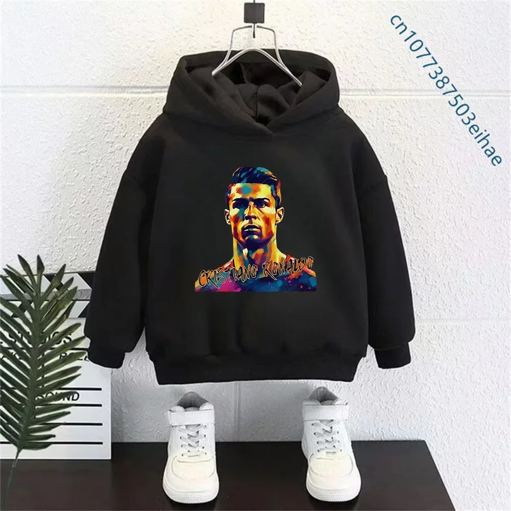 Cristiano Ronaldo CR7 Kids Hip Hop Hooded Hoodie Cartoon Print Sweatshirt Boys Girls Autumn Long Sleeve Children Fashion Outfit