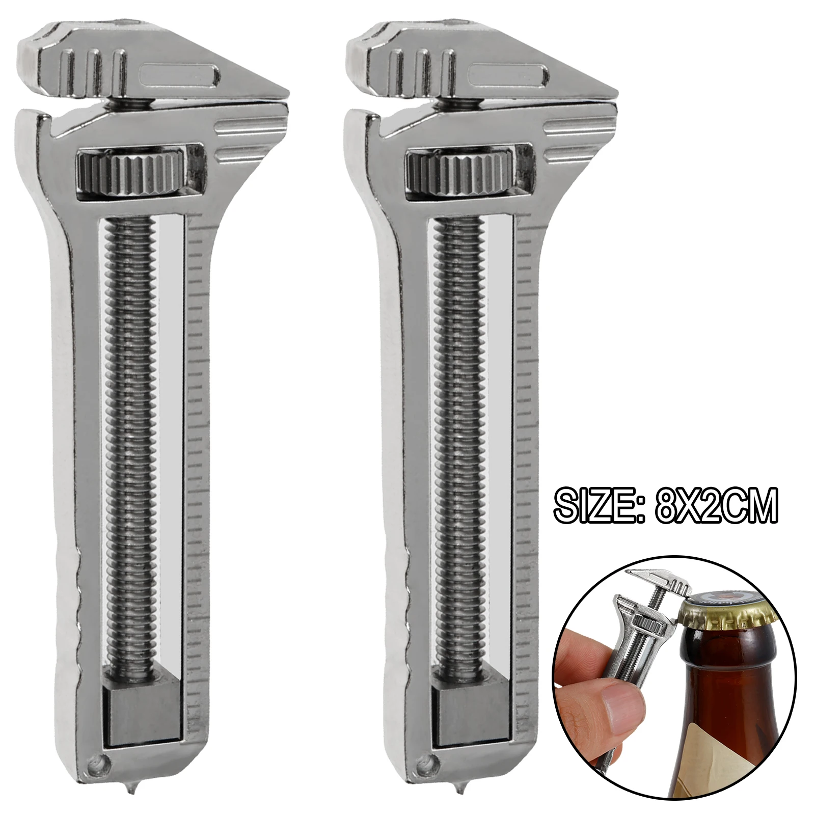 

2 шт. мини-многофункциональный ключ с резаком, плоская крестовая отвертка, брелок для ключей, открывалка для бутылок, регулируемый гаечный ключ для кемпинга, путешествий на открытом воздухе