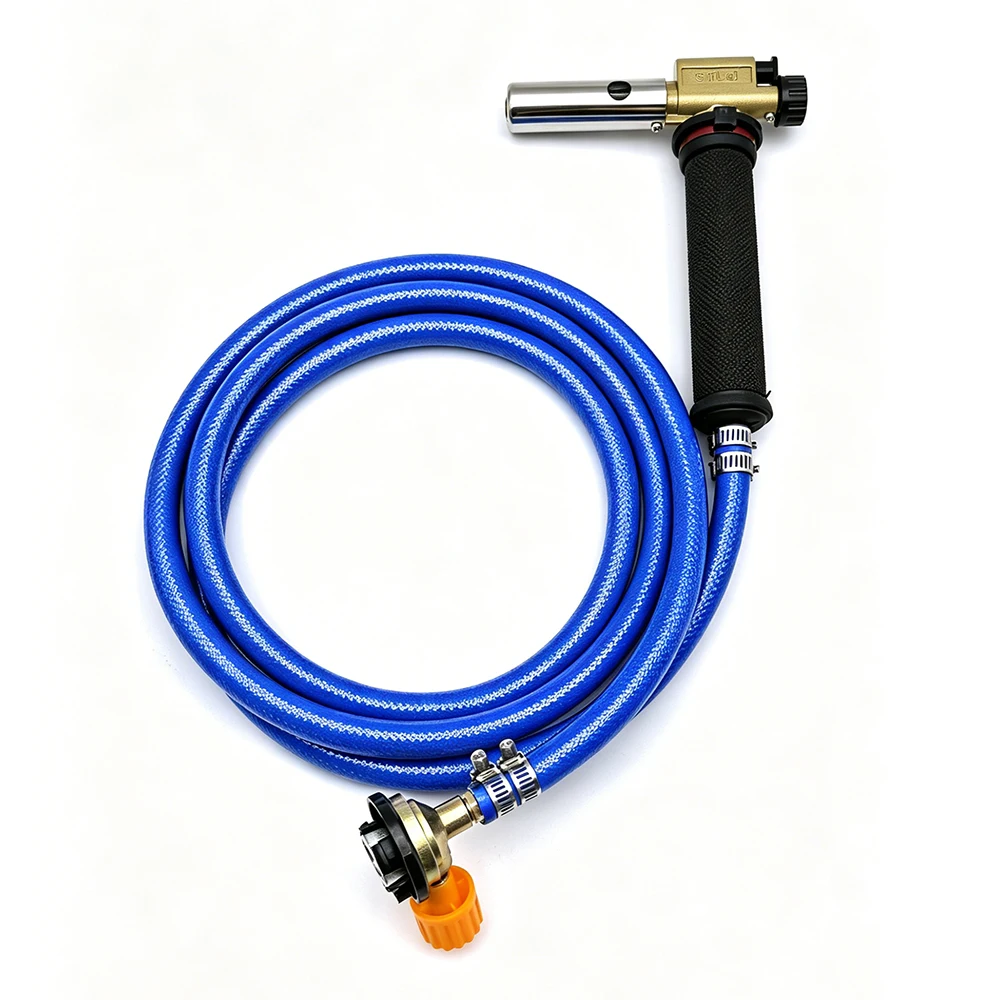 Gas Torch with Electronic Ignition Stainless Steel Explosion-Proof LPG Torch for Cassette Cylinder Outdoor Barbecue Fire Torch
