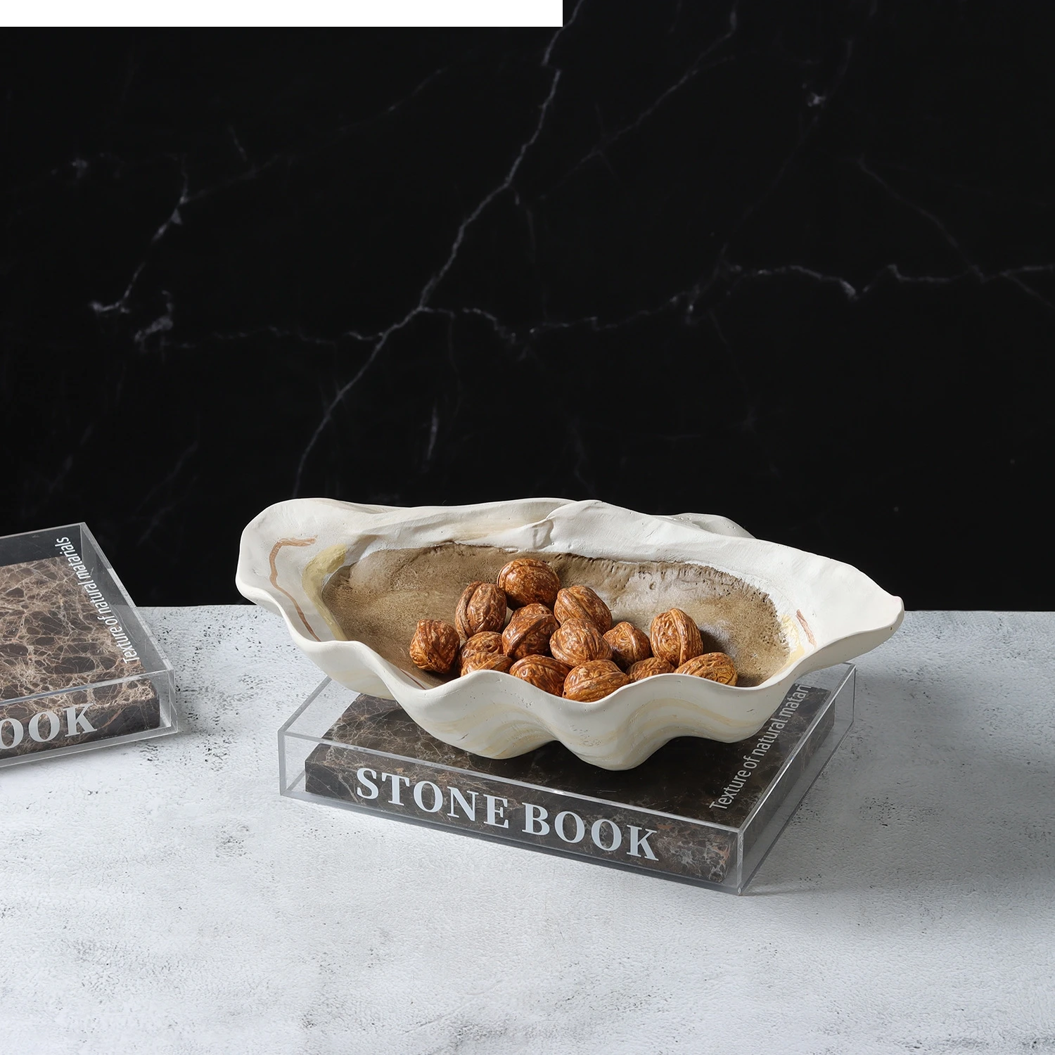 Resin Handicrafts Simulated Shell Fruit Platter Desktop Storage Container Jewelry Box Clam Shell Tray Home Decoration