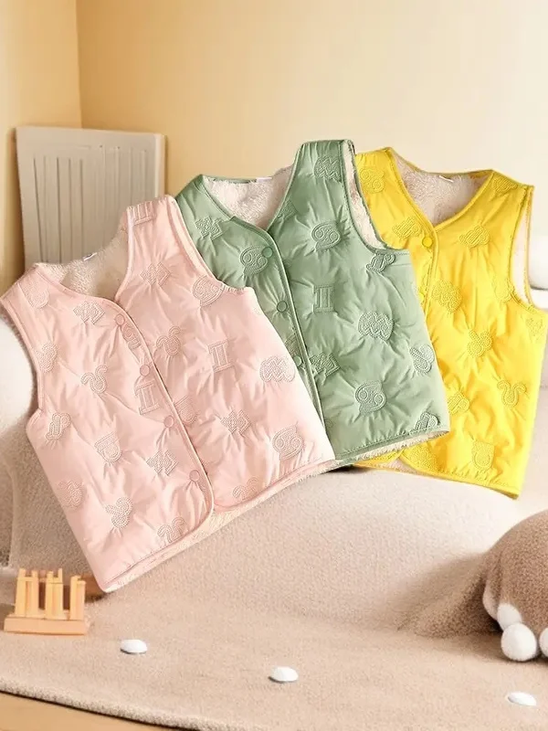 

Детский жилет Thiened, осенне-зимняя повседневная одежда, верхняя одежда, теплый хлопковый топ, круглый, на одной пуговице, однотонный, для поездок на работу, Sle