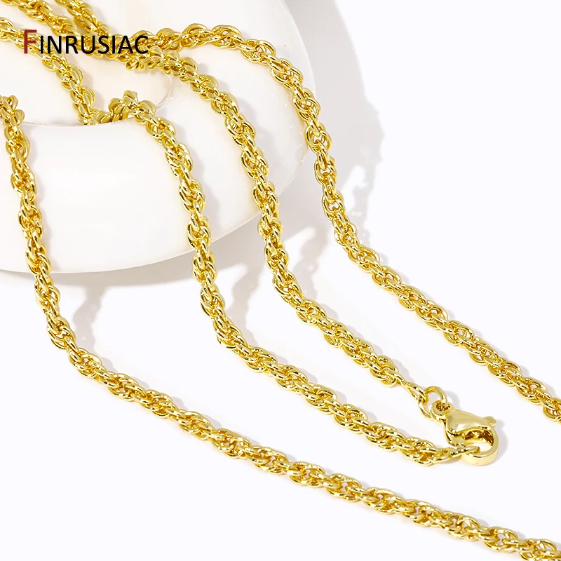 60 cm Brass Braid Necklaces Chain 18K Gold Plated Brass Twists Chain Necklace Collar Hip Hop Jewelry Accessories Party Gifts