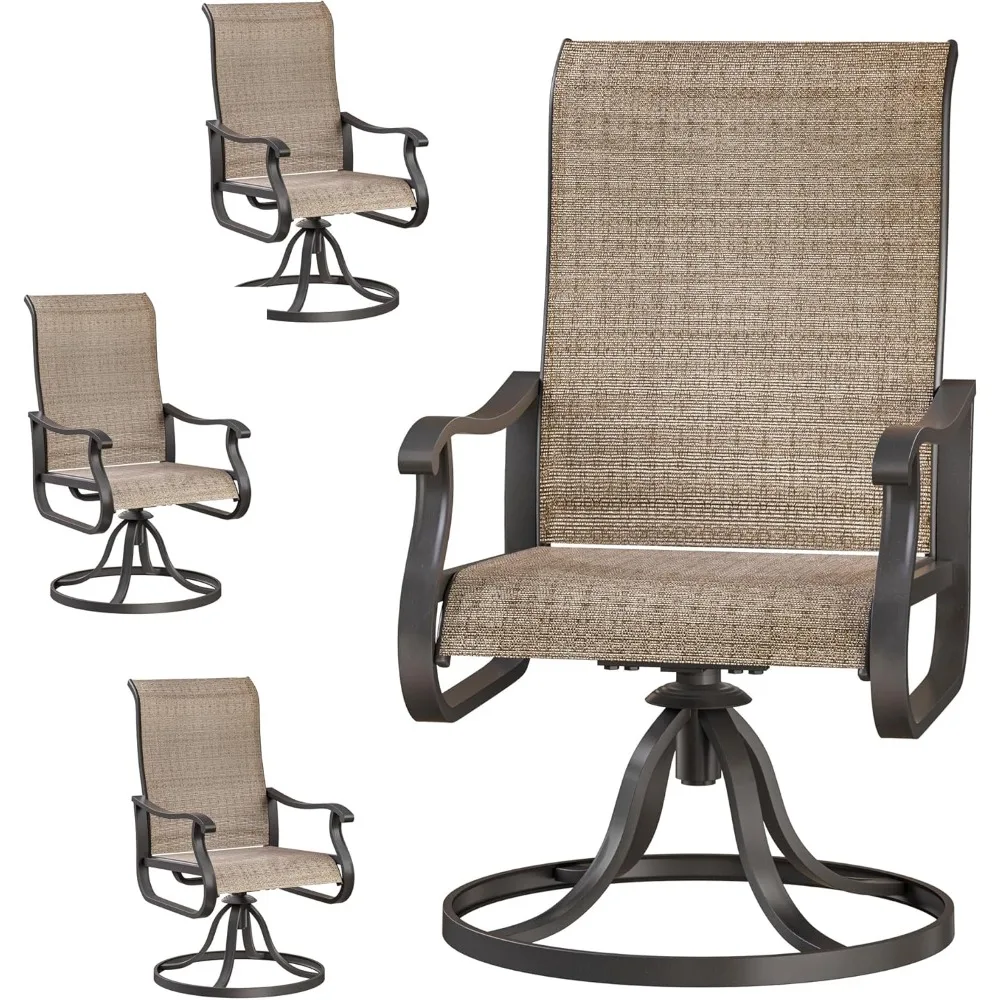

Swivel Patio Chairs Set of 4, Outdoor Dining Chairs with High Back, All-Weather Swivel Rocker Chair for Lawn, Porch or Garden(Br