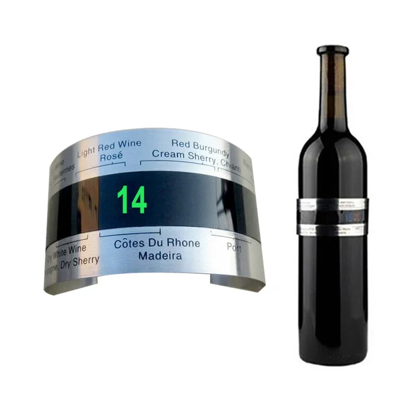 LCD Display Stainless Steel Bottle Wine Thermometer Wine Collar Thermometer Bar Beverage Tool Bottle Snap Thermometer
