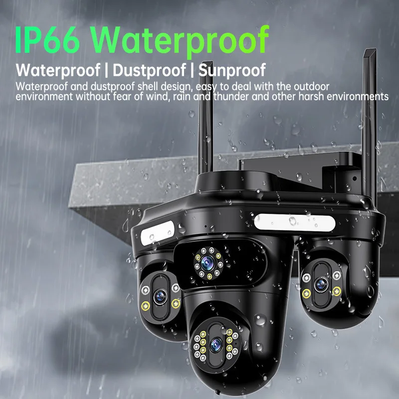 Outdoor Surveillance Camera 360 PTZ 3 Lens Video Recorder Motion Detect Home Alarm Cctv Webcam Night Vision Wifi Security Camera
