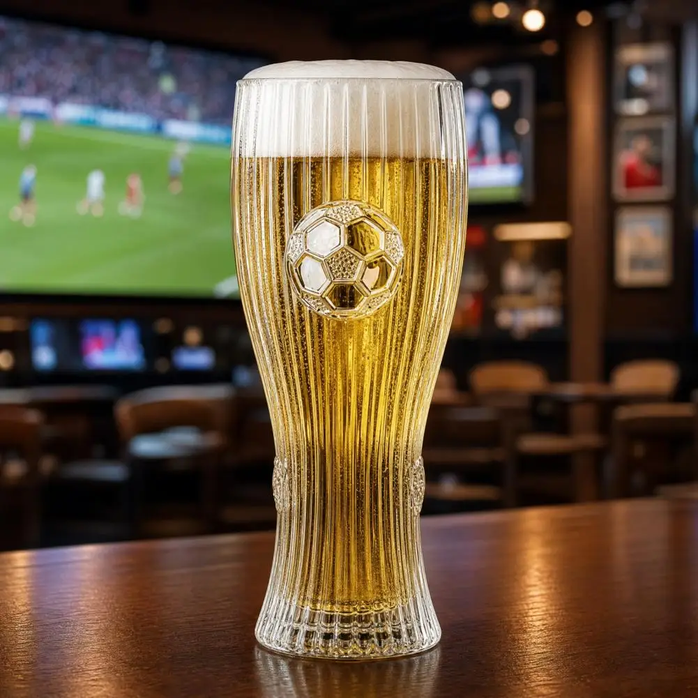 Caneca de Cerveja Transparente, Copo de Cerveja em Formato de Bola de Futebol 300ml 450ml, Caneca de Cerveja Artesanal Transparente, Copos Clássicos Altos para IPA e Pilsner para Bar Doméstico