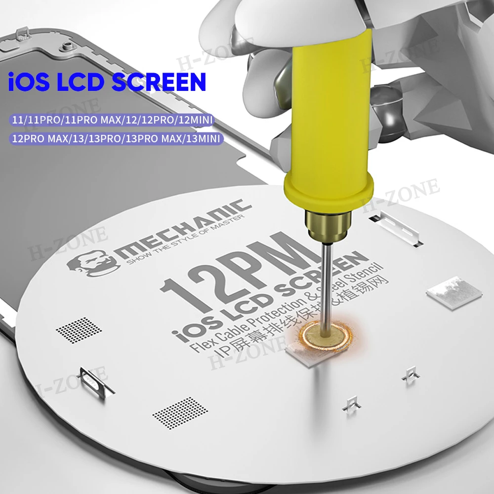 Mechanic 10Pcs UFO เหล็กลายฉลุ LCD สำหรับ iPhone 11 12 13 Mini Pro Max IC ขัดหน้าจอ pop-Up Repair