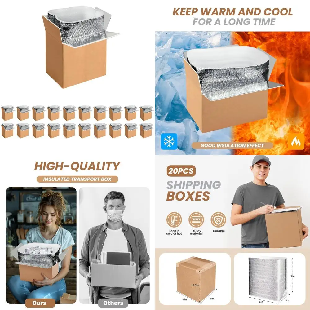 Reusable Insulated Shipping Boxes with Aluminum Foil Liners for Cold Pack Frozen Items
