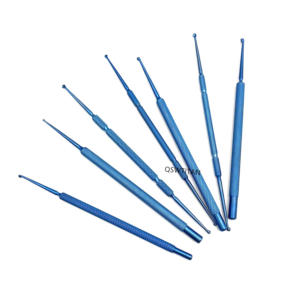 Chalazion Curette Set, instrumento quirúrgico oftálmico, titanio, acero inoxidable