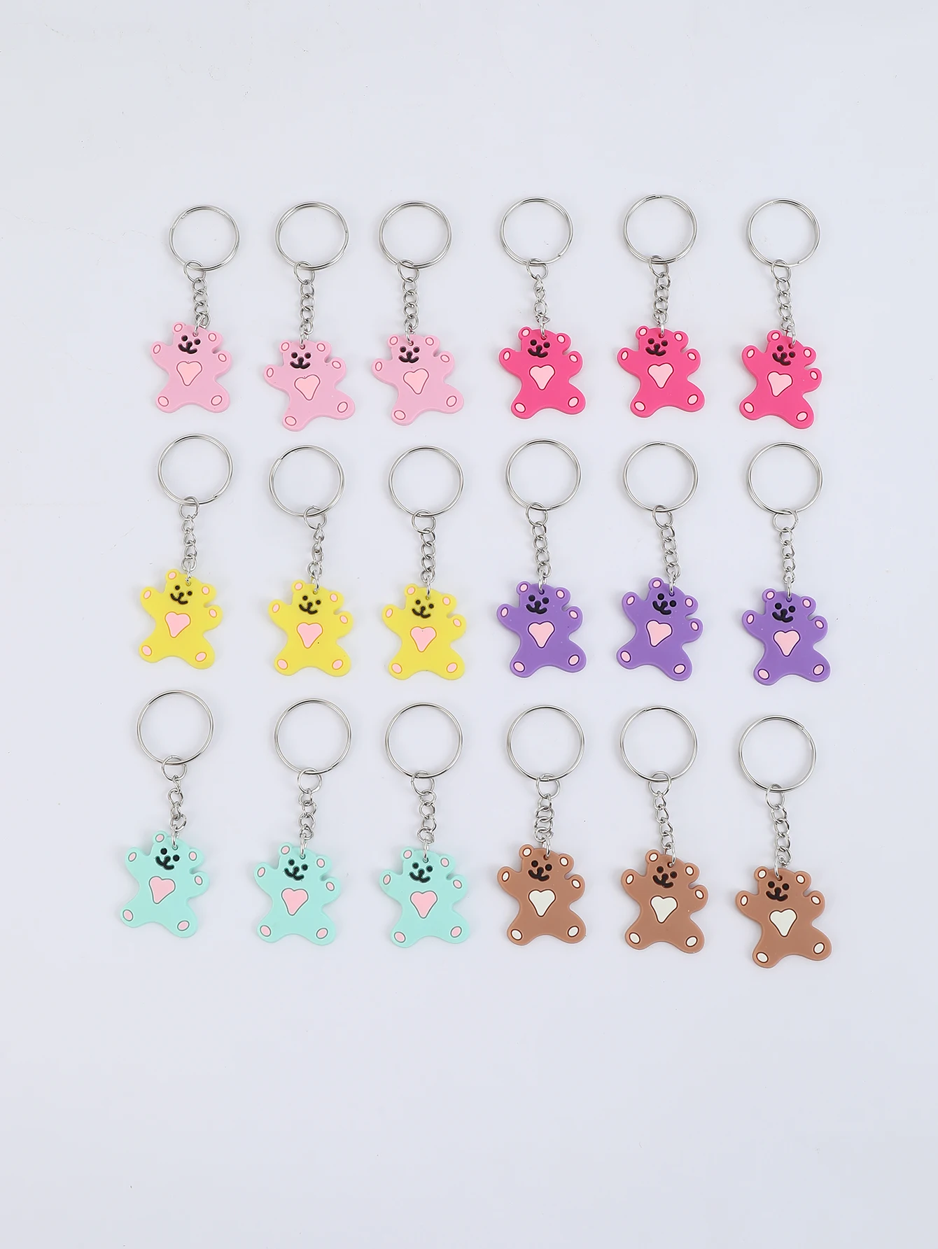 

18pcsPVC CartoonCute bear key ring package decorated with a key ring for party gifts holiday supplies back to school gift