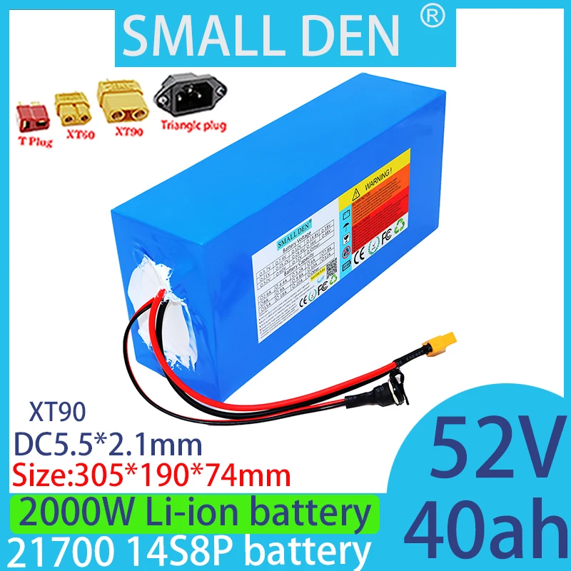 

52V 40Ah 21700 lithium-ion battery, suitable for rechargeable batteries with built-in 40A BMS advantage battery pack+3A charger