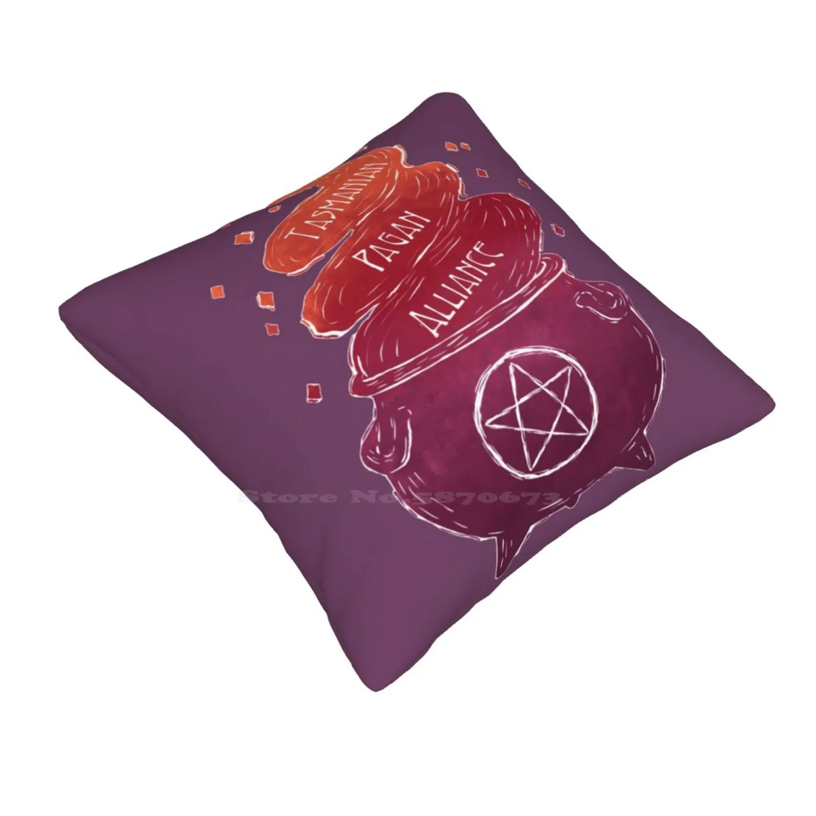 Cauldron Red Pillowslip Pillowcase Tasmania Australia Pagan Witch Wicca Spirituality Druid Magic Nature Cauldron