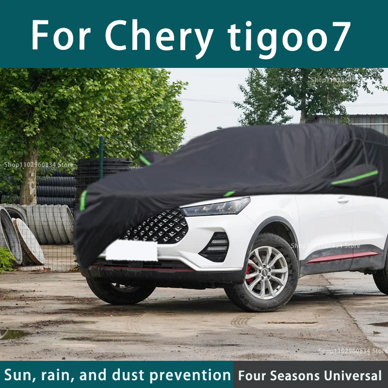 For Chery Tiggo 7 210T Full Car Covers Outdoor Uv Sun Protection Dust Rain Snow Protective Car Cover Auto Black Cover