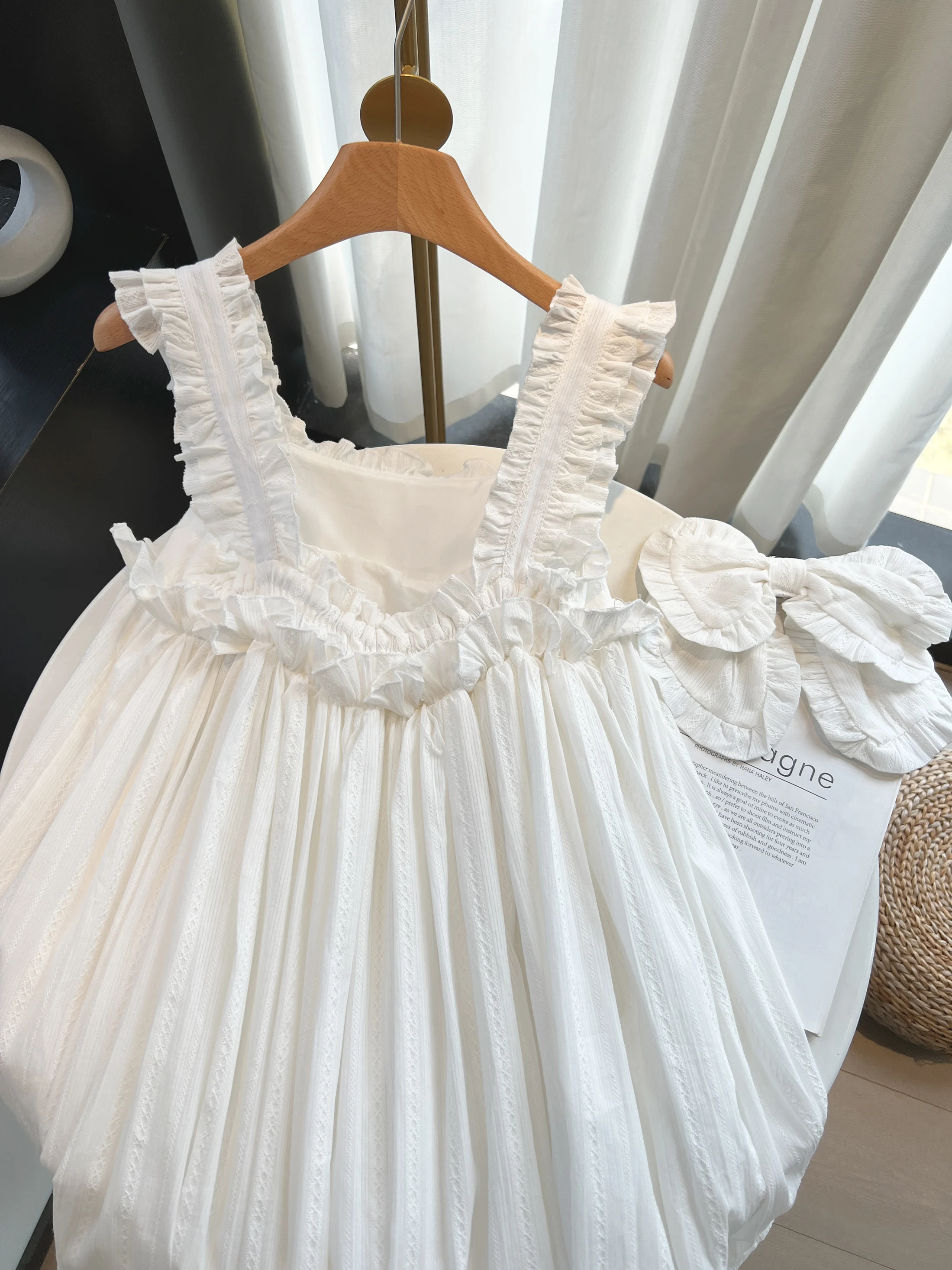 100% Cotton Suspender Nightdress Sweet Girl Bow 2025 New Simple Skin-friendly Breathable Loungewear Dress