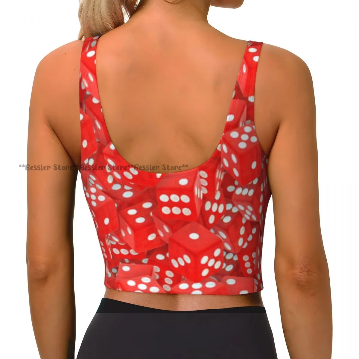 Yoga Vest Women Gym Sports Crop Tops Casino Realistic Dice Chance Streetwear Workout Breathable Tank Top Female