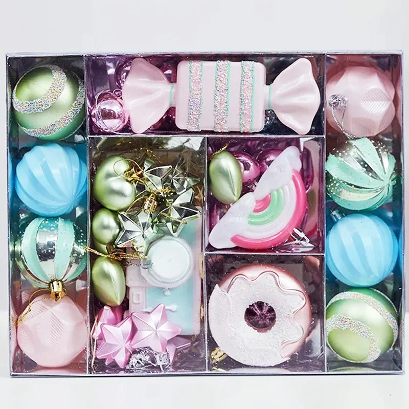 

Набор рождественских шаров с миндальным печеньем, шарики ярких цветов, елочные украшения, небьющиеся висячие шары, набор декоративных подвесных украшений