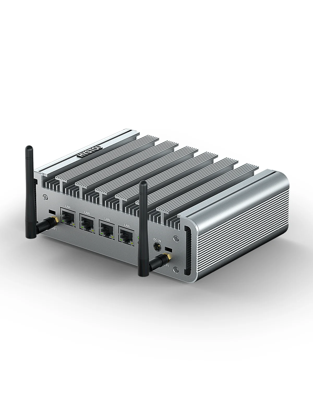 Fanless Mini PC with 4-Port 2.5G Ethernet: Intel N100, Dual Display, SATA/NVMe, Designed for Networking & Industrial Use