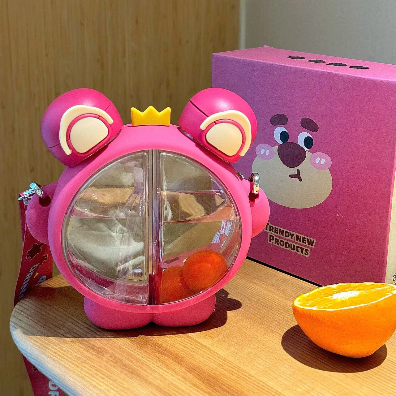 680ml Cute Animal Children Panda Frog Double Drinking Water Bottle Straw Portable Student Couple Plastic Cup Gift School Kid