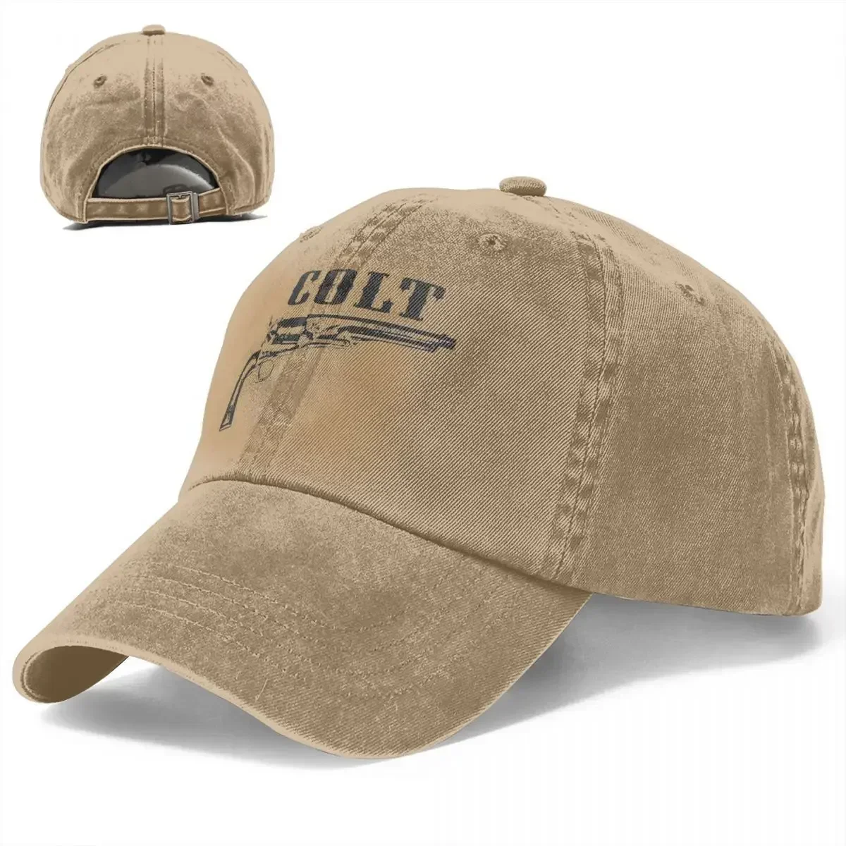 New Vintage Colt Handgun Baseball Cap Unisex Distressed Washed Snapback Hat Firearms Outdoor Summer Unstructured Soft Hats Cap