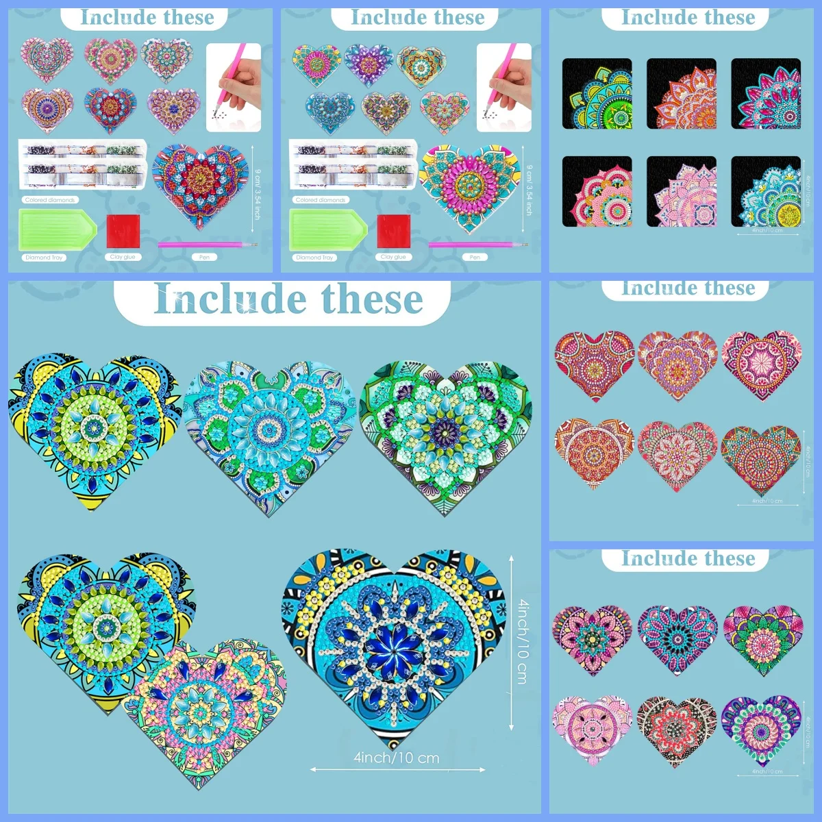 6-Piece Diamond Painting kit Bookmark Mandala Pattern PU leather Material Suitable for Painting lovers, Holiday gifts view 2