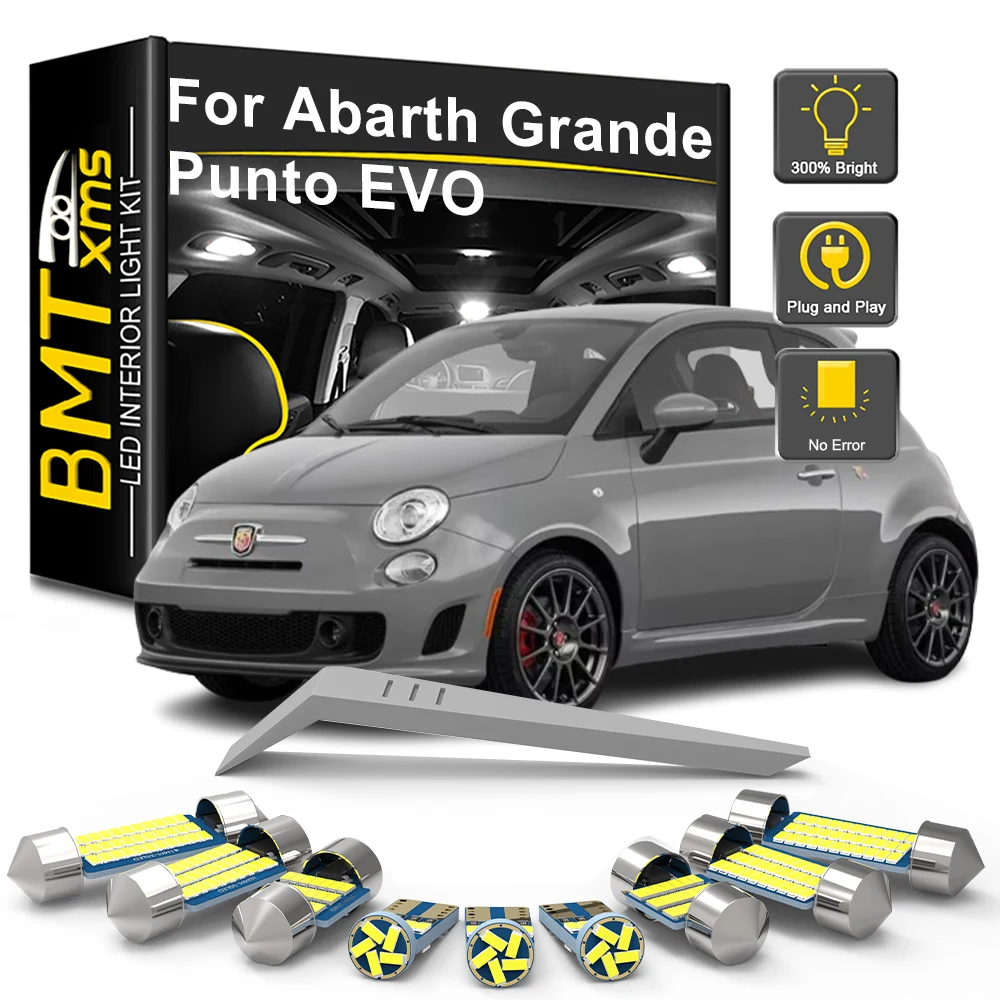 BMTxms LED Interior Light Bulb Kit For Fiat Abarth 500 595 695 500C 595C 695C Grande Punto EVO Punto Car Dome Reading Trunk Lamp